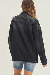 Hazel Blues® | RISEN Distressed Long Sleeve Denim Jacket