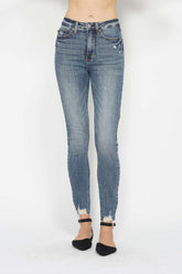 Hazel Blues® | Judy Blue Tummy Control Vintage Wash Hem Destroy Skinny Jeans
