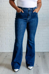 Hazel Blues® | Mavis High Rise Side Seam Detail Flare Jeans