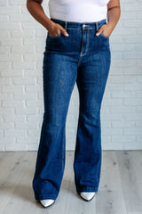 Hazel Blues® | Mavis High Rise Side Seam Detail Flare Jeans
