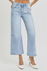 Hazel Blues® | RISEN High Rise Seamed Detail Wide Leg Crop Jeans