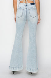 Hazel Blues® | Risen High Rise Front Patch Pocket Flare Jeans