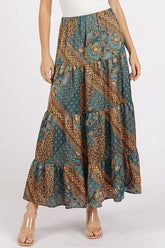 Hazel Blues® | Mittoshop Paisley Patchwork Print Satin Maxi Skirt