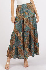Hazel Blues® | Mittoshop Paisley Patchwork Print Satin Maxi Skirt