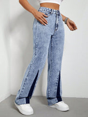 Hazel Blues® | Contrast Bootcut Jeans with Pockets