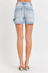 Hazel Blues® | Risen High Rise Denim Shorts