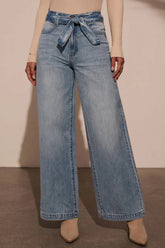 Hazel Blues® | Tied Wide Leg Jeans with Pockets