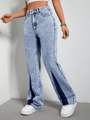 Hazel Blues® | Contrast Bootcut Jeans with Pockets