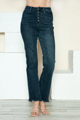 Hazel Blues® | Judy Blue Button Fly Hem Destroy Straight Jeans