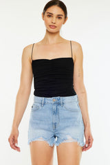 Hazel Blues® | Kancan Raw Hem Distressed High Waist Denim Shorts