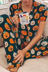 Hazel Blues® | Pumpkin Printed Short Sleeve Top and Pants Lounge Set