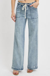 Hazel Blues® | RISEN Straight Leg Jeans with Pockets