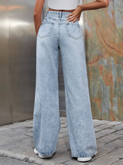Hazel Blues® | Distressed Wide Leg Jeans with Pockets