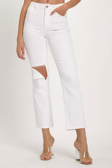 Hazel Blues® | RISEN Distressed Cropped Straight Jeans