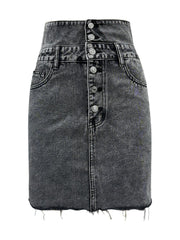 Hazel Blues® | Raw Hem High Waist Denim Skirt