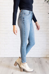 Hazel Blues® | Justine High Rise Control Top Contrast Wash Skinny Jeans