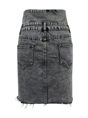 Hazel Blues® | Raw Hem High Waist Denim Skirt