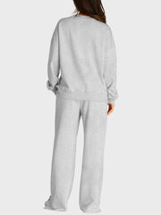 Hazel Blues® | Round Neck Long Sleeve Top and Slit Pants Set