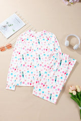 Hazel Blues® | Printed Round Neck Long Sleeve Top and Pants Lounge Set