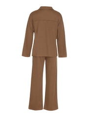 Hazel Blues® | Collared Neck Long Sleeve Top and Drawstring Pants Set