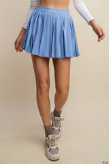 Hazel Blues® | Soft Fabric Pleats Tennis Movement Skort in Blue