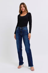 Hazel Blues® | Judy Blue Raw Hem Straight Leg Jeans