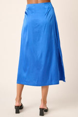 Hazel Blues® | Mittoshop Side Slit Satin Midi Skirt