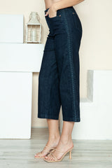 Hazel Blues® | Judy Blue Side Seam Braid Detail Crop Wide Leg Jeans