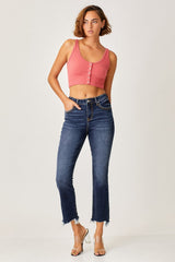 Hazel Blues® | Risen Frayed Hem Cropped Straight Jeans