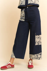 Hazel Blues® | Davi & Dani Lace Applique Wide Leg Jeans