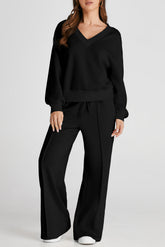 Hazel Blues® | V-Neck Long Sleeve Top and Pants Active Set