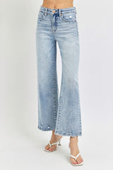 Hazel Blues® | RISEN Tummy Control High Rise Crop Wide Leg Jeans