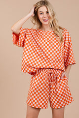 Hazel Blues® | Ces Femme Checkered Round Neck Top and Shorts Set