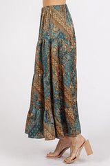 Hazel Blues® | Mittoshop Paisley Patchwork Print Satin Maxi Skirt