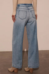 Hazel Blues® | Tied Wide Leg Jeans with Pockets