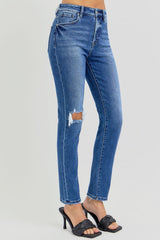 Hazel Blues® | RISEN High Rise Ankle Skinny Knee Distressed Jeans