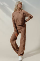 Hazel Blues® | Double Take Checkered Round Neck Top and Pants Set
