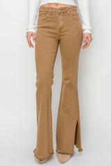 Hazel Blues® | RISEN Bailey High Waist Side Slit Flare Jeans