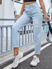 Hazel Blues® | Distressed Straight Jeans with Pockets