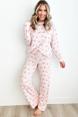 Hazel Blues® | Santa Print Long Sleeve Top and Pants Lounge Set