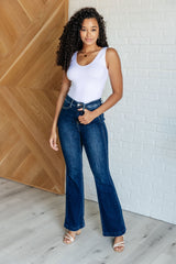 Hazel Blues® | Mavis High Rise Side Seam Detail Flare Jeans