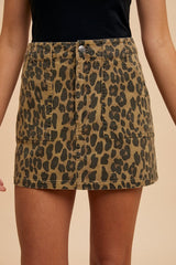 Hazel Blues® | Annie Wear Leopard Denim Mini Skirt