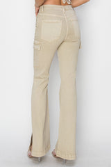 Hazel Blues® | RISEN High Rise Side Slit Cargo Bootcut Jeans