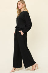 Hazel Blues® | Double Take Texture Long Sleeve Top and Pants Set