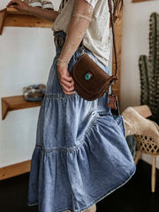 Hazel Blues® | Tiered Button-Fly Denim Skirt