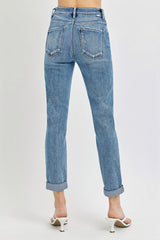 Hazel Blues® | Risen High Rise Cropped Roll Up Jeans