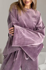 Hazel Blues® | Buttery-Soft Round Neck Long Sleeve Top and Drawstring Pants Set