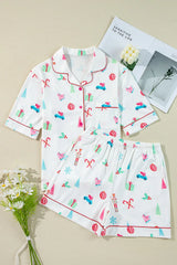 Hazel Blues® | Printed Short Sleeve Top and Shorts Lounge Set