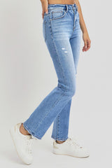 Hazel Blues® | RISEN Distressed High-Rise Ankle Straight Jeans