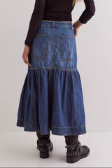 Hazel Blues® | Midi Denim Skirt with Pockets